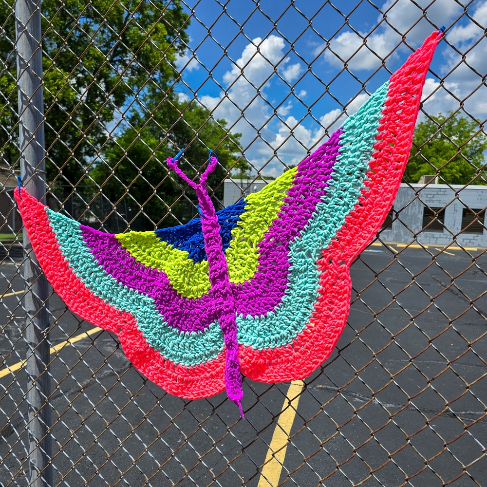 Handmade Crocheted Colorful Crochet Butterfly Wall Art